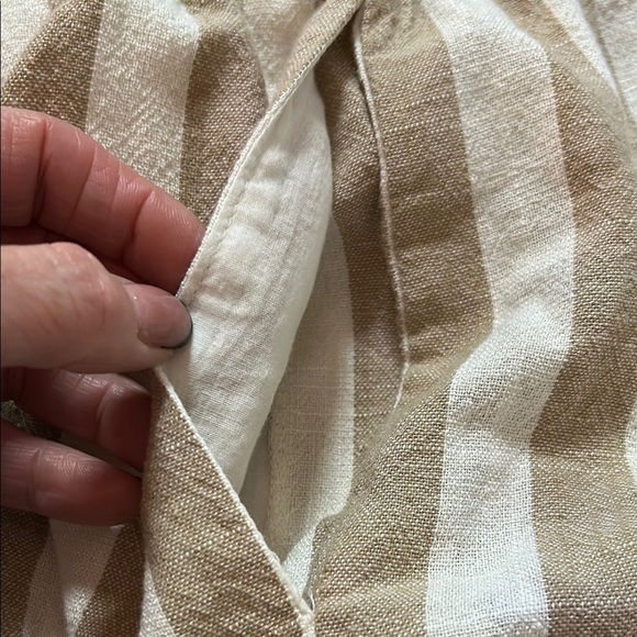 Umgee High Waist Tan and White Striped Shorts - Picture 5 of 5